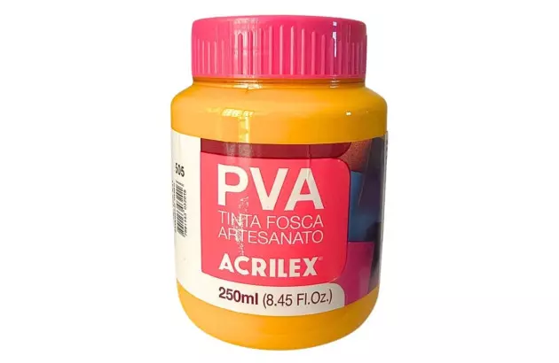 TINTA PVA FOSCA PARA ARTESANATO 250ML AMARELO OURO 505 - UNIDADE | ACRILEX 3225