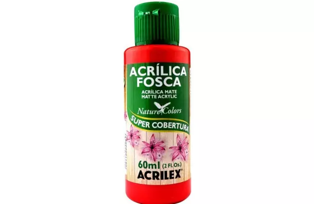 TINTA ACRILICA FOSCA ARTESANATO 60ML VERMELHO FOGO 507 – UNIDADE | ACRILEX 3560