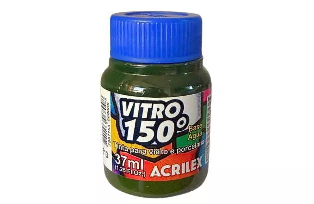 TINTA VITRO 150° 37ML VERDE MUSGO 513 BASE DE ÁGUA - UNIDADE | ACRILEX 1140