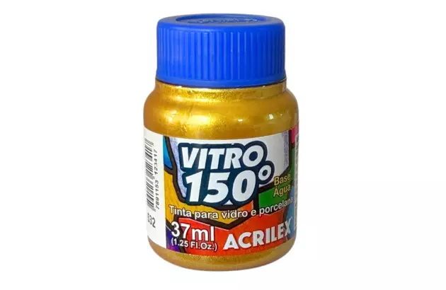 TINTA VITRO 150° 37ML OURO 532 BASE DE ÁGUA - UNIDADE | ACRILEX 1140