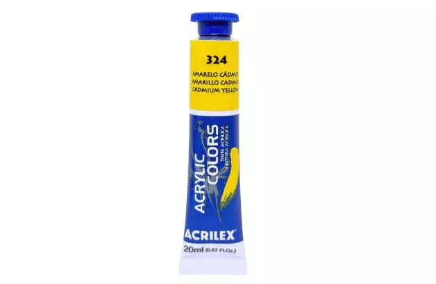 TINTA ACRÍLICA PARA TELA ACRYLIC COLORS 20ML AMARELO DE CÁDMIO 324 - UNIDADE | ACRILEX 13123