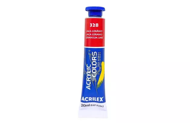 TINTA ACRÍLICA PARA TELA ACRYLIC COLORS 20ML LACA GERÂNIO 328 - UNIDADE | ACRILEX 13123