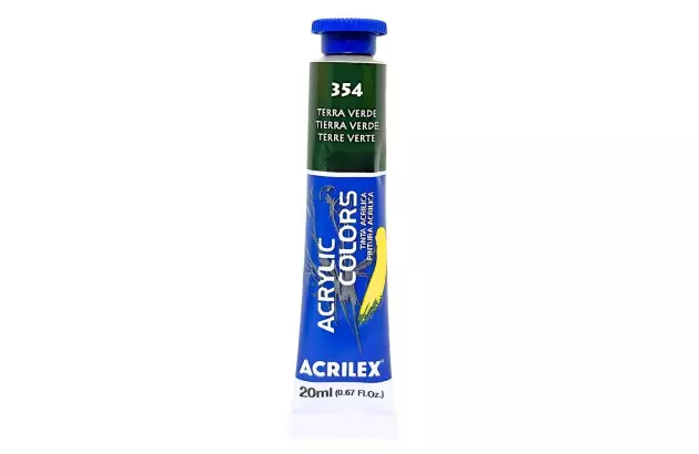 TINTA ACRÍLICA PARA TELA ACRYLIC COLORS 20ML TERRA VERDE 354 - UNIDADE | ACRILEX 13123