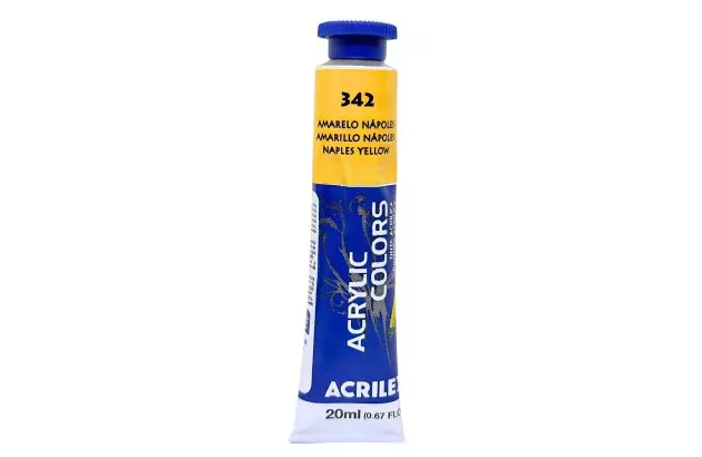 TINTA ACRÍLICA PARA TELA ACRYLIC COLORS 20ML VERMELHO DE CÁDMIO CLARO 343 - UNIDADE | ACRILEX 13123