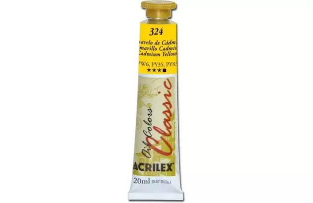 TINTA PARA TELA OIL COLORS 20ML AMARELO DE CÁDMIO 324 - UNIDADE | ACRILEX 14123