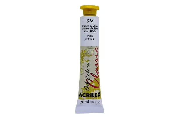 TINTA PARA TELA OIL COLORS 37ML BRANCO DE ZINCO 318 - UNIDADE | ACRILEX 14137