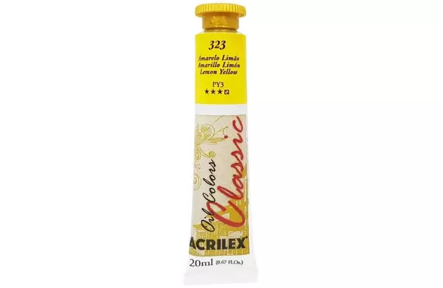 TINTA PARA TELA OIL COLORS 20ML AMARELO LIMÃO 323 - UNIDADE | ACRILEX 14123