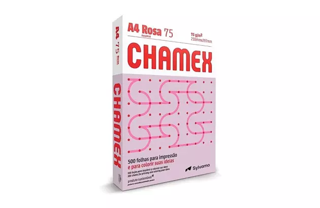 PAPEL SULFITE A4 ROSA 75G /M² COM 500 FOLHAS 210X297 MM - RESMA CHAMEX