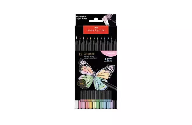 LAPIS DE COR 12 CORES SUPERSOFT PASTEL 210745 FABER CASTELL