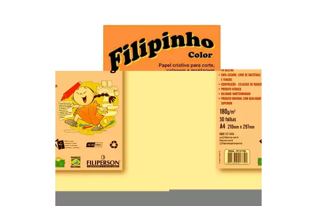BLOCO DE PAPEL SULFITE A4 PESO 60KG 180G/M² BRANCO 50FLS - FILIPERSON 1780