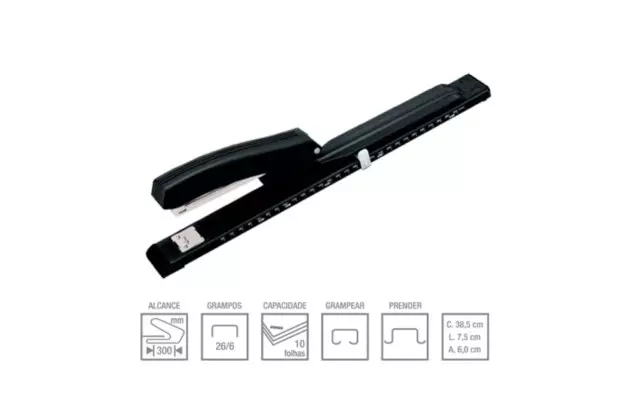 GRAMPEADOR PROFISSIONAL LONGO ALCANCE 10 FOLHAS 305MM 24/6 OU 26/6 EAGLE 950L