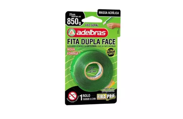 FITA BANANA DUPLA FACE ESPUMA 19MM X 10M 1KG FIXA PRO 941 ADELBRAS