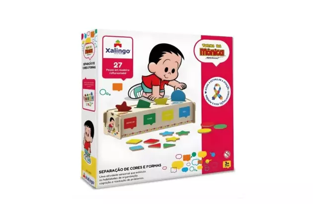 JOGO SEPARAÇÃO DAS CORES E FORMAS TURMA DA MÔNICA + 3 ANOS XALINGO
