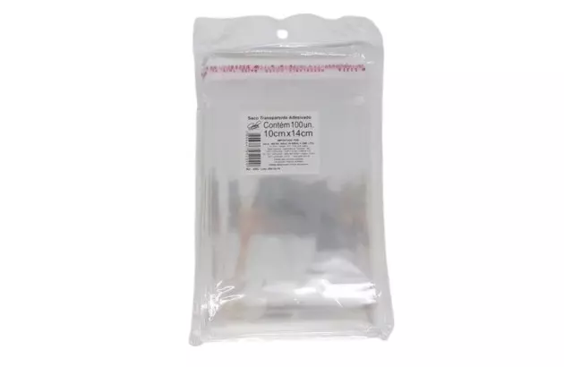 SACO ADESIVADO TRANSPARENTE 25X37CM COM ABA INCOLOR POLIPROPILENO PLÁSTICO - PACOTE 100 UND | GALA