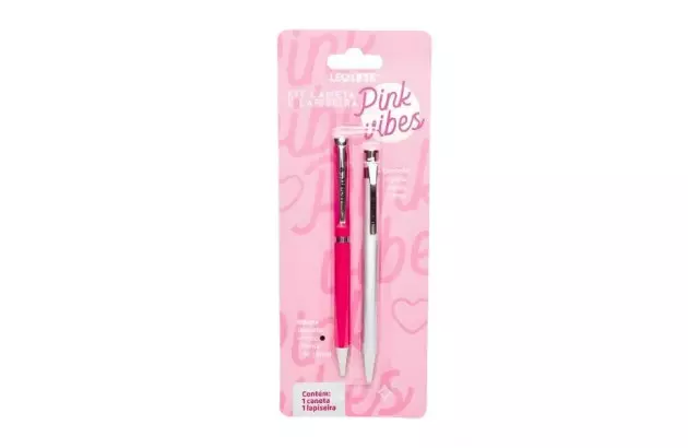 CANETA 1.0 ESFEROGRAFICA E GRAFITE 0.7 PINK VIBES - KIT | LEONORA 95104