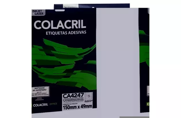 ETIQUETA ADESIVA CARTA 60 16,9X44,45MM 25 FOLHAS BRANCA - IMPRESSORA INJET OU LASER | COLACRIL CC289