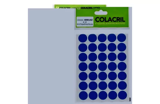 ETIQUETA ADESIVA MULTIUSO REDONDA N° 19 MM TRANSPARENTE - 6 FOLHAS 210 ETIQUETAS | COLACRIL 6001TR