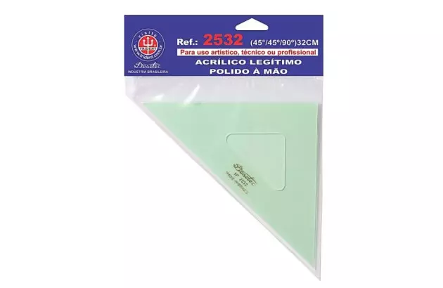 ESQUADRO ACRÍLICO 45° 45° 90° 32CM SEM ESCALA MODELO 2532 - TRIDENT