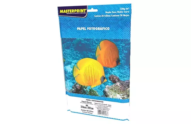 PAPEL FOTOGRÁFICO DUPLA FACE GLOSSY 180G/M² A3 20 FOLHAS BRANCO  - JATO DE TINTA | MASTERPRINT
