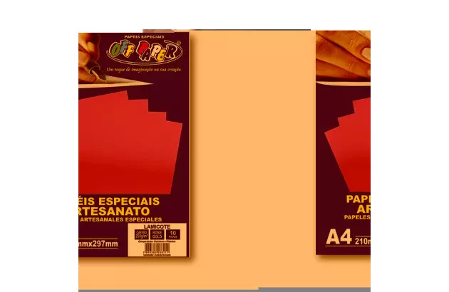 PAPEL LAMICOTE OURO A4 250G PACOTE COM 10 FOLHAS OFFPAPER