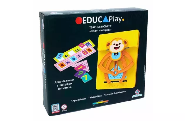 BRINQUEDO EDUCATIVO SOMAR E MULTIPLICAR TEACHER MONKEY +3ANOS - EDUCA PLAY | LINHA INCLUSIVA