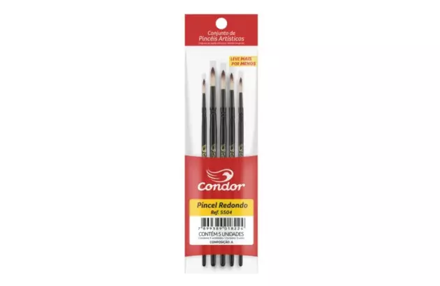 KIT PINCEL DE PELO REDONDO ARTÍSTICO 05 UND 5504 CONDOR