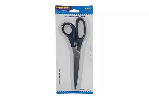 TESOURA MULTIUSO 21CM  ACO INOX CABO PRETO MP510 - MASTERPRINT