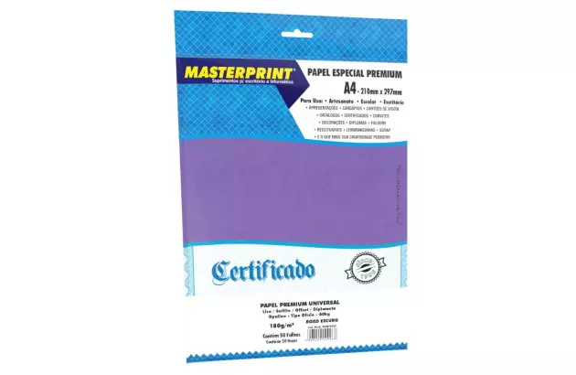 PAPEL DIPLOMATA LISO OFFSET AMARELO 180G 60KG A4 50 FOLHAS  SULFITE, JATO DE TINTA | MASTERPRINT