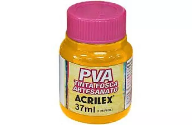 TINTA PVA FOSCA PARA ARTESANATO 37ML AMARELO GEMA 833 - UNIDADE | ACRILEX 3240