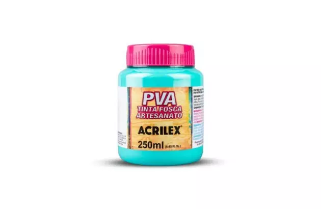 TINTA PVA FOSCA PARA ARTESANATO 250ML AZUL TURQUESA 501 – UNIDADE | ACRILEX 3225