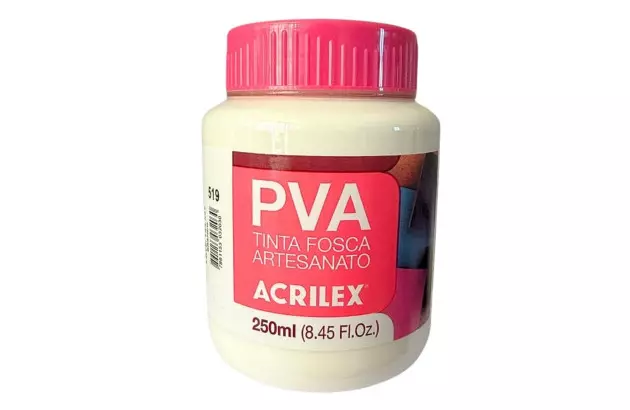 TINTA PVA FOSCA PARA ARTESANATO 250ML BRANCO 519 - UNIDADE | ACRILEX 3225