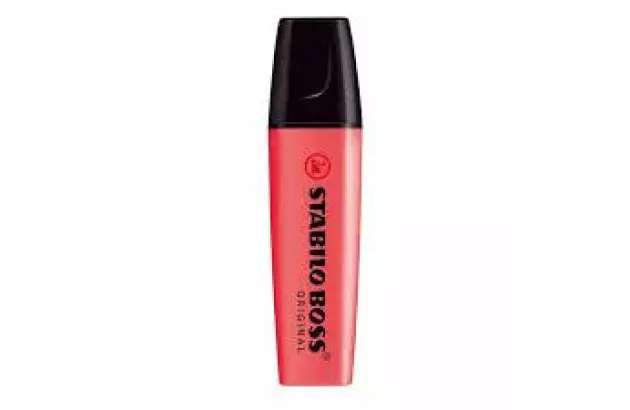 MARCA TEXTO STABILO BOSS VERMELHO 70/40 CHANFRADO TRAÇO 2 A 5MM CORES VIBRANTES