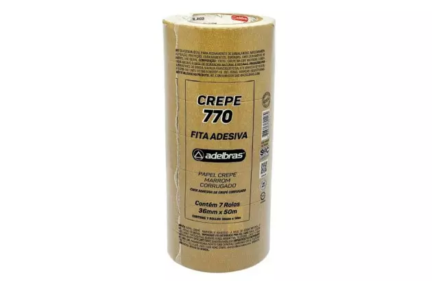 FITA ADESIVA PAPEL CREPE KRAFT 770 36MM X 50M - UNIDADE | ADELBRAS