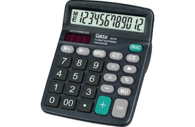 CALCULADORA 12 DIGITOS DE MESA SOLAR E PILHA PRETA 88837B GATTE