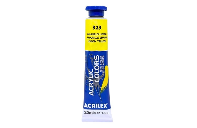 TINTA ACRÍLICA PARA TELA ACRYLIC COLORS 20ML AMARELO LIMÃO 323 – UNIDADE | ACRILEX 13123