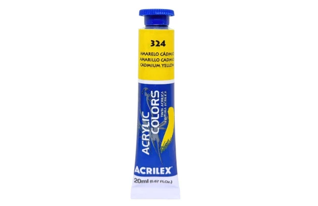 TINTA ACRÍLICA PARA TELA ACRYLIC COLORS 20ML AMARELO DE CÁDMIO 324 - UNIDADE | ACRILEX 13123