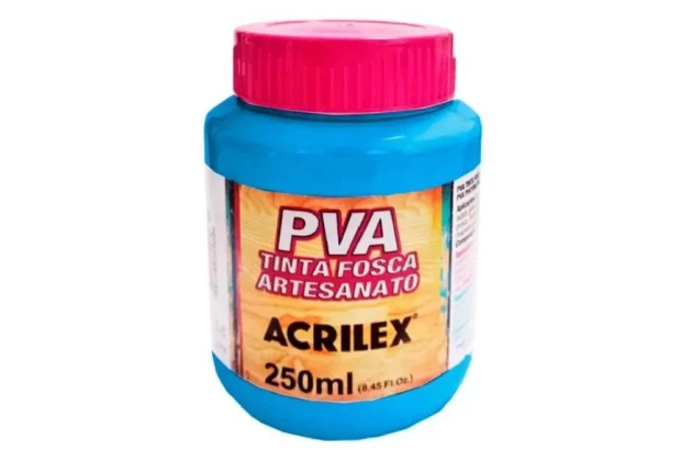 TINTA PVA FOSCA PARA ARTESANATO 250ML AZUL CELESTE 503 – UNIDADE | ACRILEX 3225