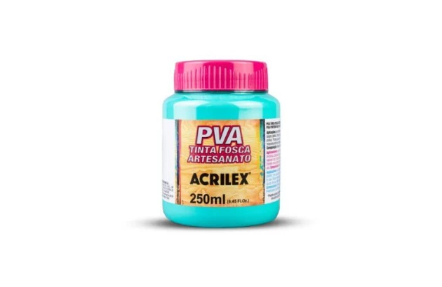 TINTA PVA FOSCA PARA ARTESANATO 250ML AZUL TURQUESA 501 – UNIDADE | ACRILEX 3225