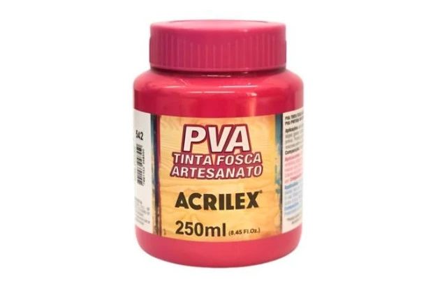 TINTA PVA FOSCA PARA ARTESANATO 250ML ROSA ESCURO 542 – UNIDADE | ACRILEX 3225