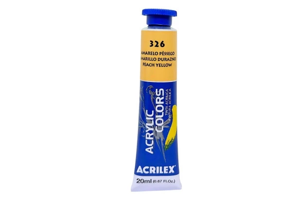 TINTA ACRÍLICA PARA TELA ACRYLIC COLORS 20ML AMARELO PÊSSEGO 326 - UNIDADE | ACRILEX 13123