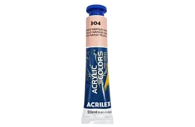 TINTA ACRÍLICA PARA TELA ACRYLIC COLORS 20ML AMARELO NÁPOLES CARNE 304 - UNIDADE | ACRILEX 13123
