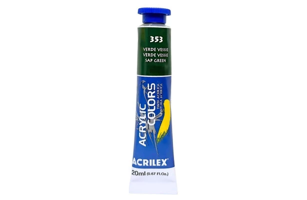 TINTA ACRÍLICA PARA TELA ACRYLIC COLORS 20ML VERDE VESSIE 353 - UNIDADE | ACRILEX 13123