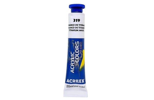 TINTA ACRÍLICA PARA TELA ACRYLIC COLORS 20ML BRANCO DE TITÂNIO 319 - UNIDADE | ACRILEX 13123