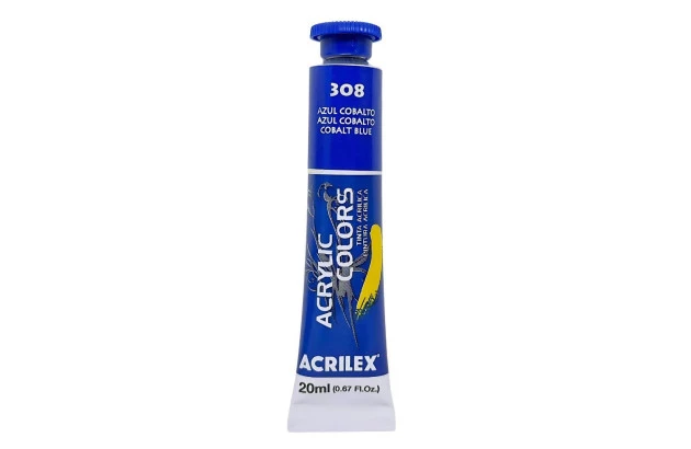 TINTA ACRÍLICA PARA TELA ACRYLIC COLORS 20ML AZUL COBALTO 308 - UNIDADE | ACRILEX 13123