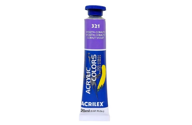 TINTA ACRÍLICA PARA TELA ACRYLIC COLORS 20ML VIOLETA COBALTO 321 - UNIDADE | ACRILEX 13123