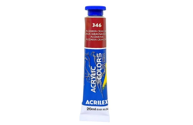 TINTA ACRÍLICA PARA TELA ACRYLIC COLORS 20ML ALIZARIN CRIMSON 346 - UNIDADE | ACRILEX 13123