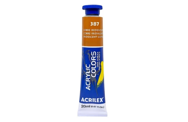 TINTA ACRÍLICA PARA TELA ACRYLIC COLORS METÁLICA 20ML COBRE IRIDESCENTE 387 -UNIDADE | ACRILEX 13123