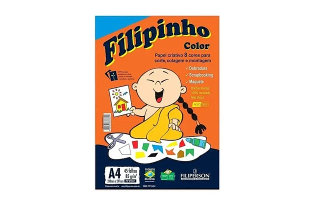 BLOCO DE PAPEL CRIATIVO COLOR A4 8 CORES 85G  45 FOLHAS - FILIPERSON 1661