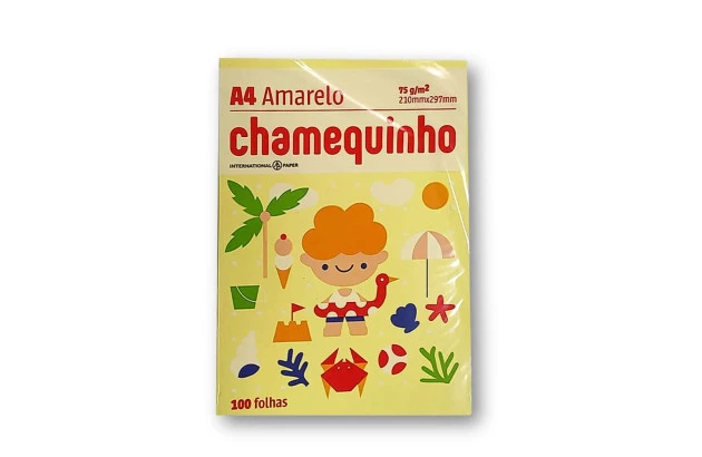 PAPEL SULFITE A4 AMARELO 75G/M² COM 100 FOLHAS  CHAMEQUNHO - CHAMEX