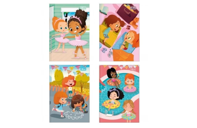 CADERNO 1/4 CAPA DURA COSTURADO 48F KIDS FEMININO 140X200MM SORTIDO - UNIDADE | TILIBRA
